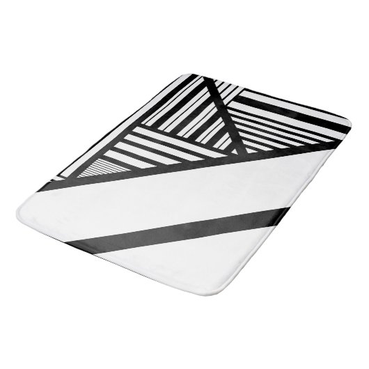 Driehoekige strepen in zwart en wit badmat (Gekanteld)