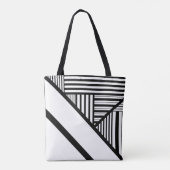 Driehoekige strepen in zwart en wit tote bag (Achterkant)