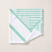Driehoekige strepen - Mint Groen en Wit Bad Handdoek (Wasdoekje)