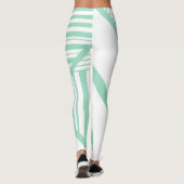 Driehoekige strepen - Mint Groen en Wit Leggings (Achterkant)