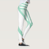 Driehoekige strepen - Mint Groen en Wit Leggings (Rechts)