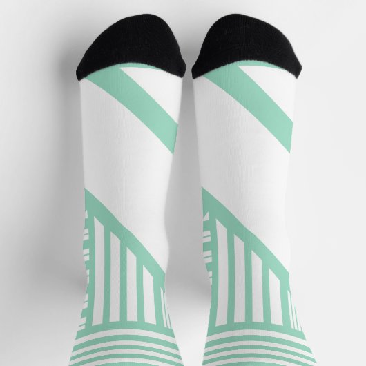Driehoekige strepen - Mint Groen en Wit Sokken (Top)