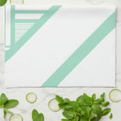 Driehoekige strepen - Mint Groen en Wit Theedoek (Gevouwen)