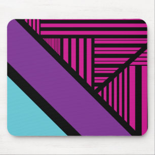 Driehoekige strepen - roze, Paarse, blauw en zwart Muismat