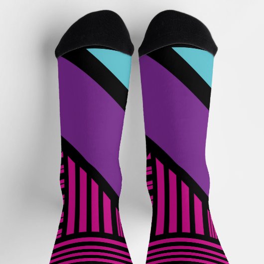 Driehoekige strepen - roze, Paarse, blauw en zwart Sokken (Top)