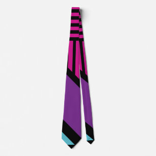 Driehoekige strepen - roze, Paarse, blauw en zwart Stropdas