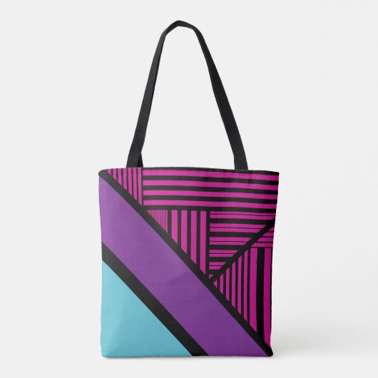 Driehoekige strepen - roze, Paarse, blauw en zwart Tote Bag (Achterkant)