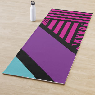 Driehoekige strepen - roze, Paarse, blauw en zwart Yogamat