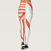 Driehoekige strepen - Sinaasappel en wit Leggings (Achterkant)