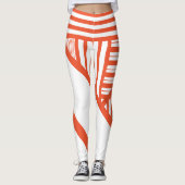 Driehoekige strepen - Sinaasappel en wit Leggings (Voorkant)
