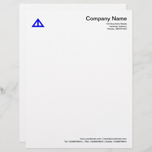 Driehoekige vorm 02 - blauw custom briefhoofd (Voorkant / Achterkant)