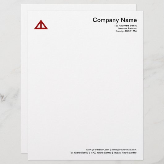 Driehoekige vorm 02 - Ruby Red Briefhoofd (Voorkant / Achterkant)