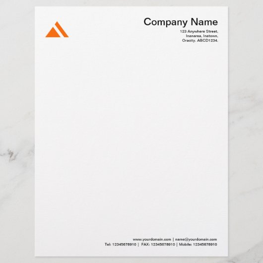 Driehoekige vorm 03 - Oranje Persoonlijk Briefhoofd (Voorkant)