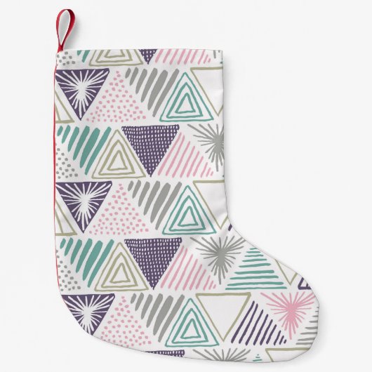 Driehoekige vormen, met de hand getekende  stijl. kleine kerstsok (Voorkant)