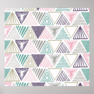 Driehoekige vormen, met de hand getekende  stijl. poster