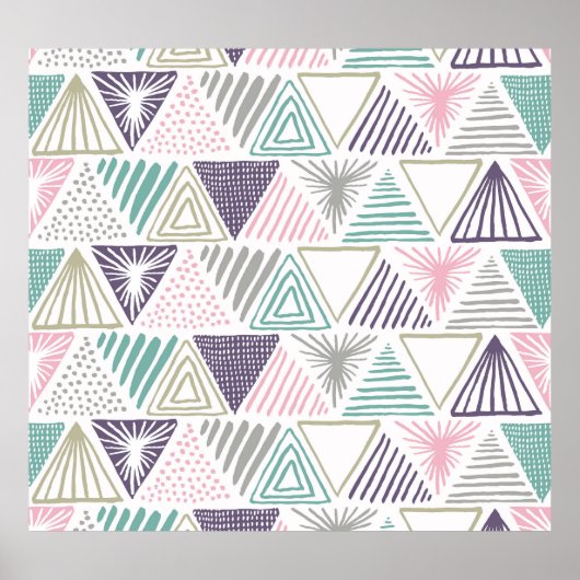 Driehoekige vormen, met de hand getekende  stijl. poster (Voorkant)