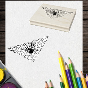 Driehoekige web met grote spin voor Halloween Rubberstempel