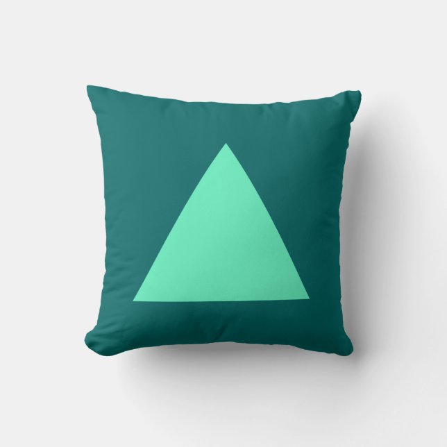 Driehoekkleuren - Turquoise en Moss Green Kussen (Voorkant)