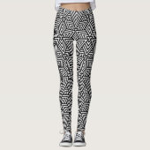 Driehoekloze driehoek zwart-wit kunstdeco leggings (Voorkant)