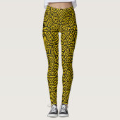 Driehoeksloos patroon met geel en zwart kunstdeco leggings (Voorkant)