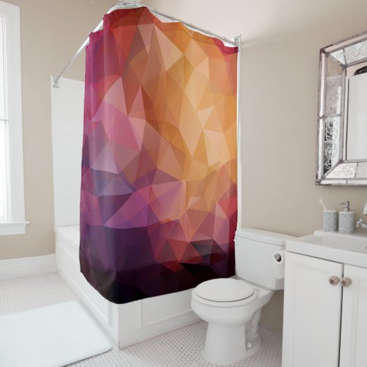 driehoeksmozaïekachtergrond met transparantie in douchegordijn (In situ)