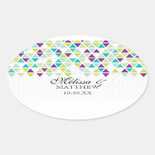Driehoekspatroon driehoekig geometrisch model voor ovale sticker