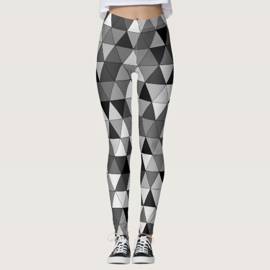 Driehoekspatroon grijze en zwarte neutraal kleuren leggings (Voorkant)