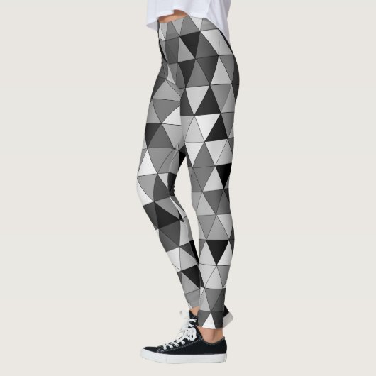 Driehoekspatroon grijze en zwarte neutraal kleuren leggings (Links)