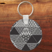 Driehoekspatroon Japanse zwarte en witte collage Sleutelhanger (Voorkant)
