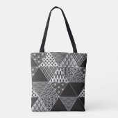 Driehoekspatroon Japanse zwarte en witte collage Tote Bag (Achterkant)
