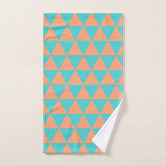 Driehoekspatroon Oranje en lichtblauw Handdoek (Handdoek)