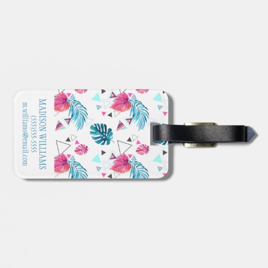 Driehoekspatroon tropisch lef bagagelabel (Achterkant horizontaal)