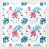 Driehoekspatroon tropisch lef glazen onderzetter (Voorkant)