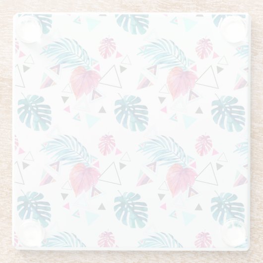 Driehoekspatroon tropisch lef glazen onderzetter (Achterkant)