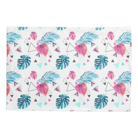 Driehoekspatroon tropisch lef kussensloop (Achterkant-Links)