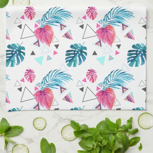 Driehoekspatroon tropisch lef theedoek (Gevouwen)
