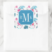 Driehoekspatroon tropisch lef vierkante sticker (Tas)