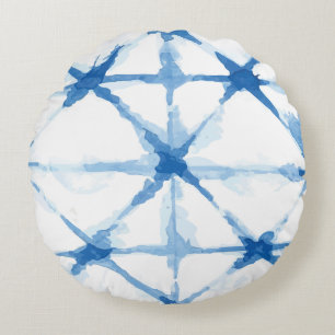 Driehoekspatroon van Shibori Tie Dye Rond Kussen