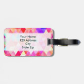 Driehoekspatroon voor Multicolor roze Waterverf Bagagelabel (Achterkant horizontaal)