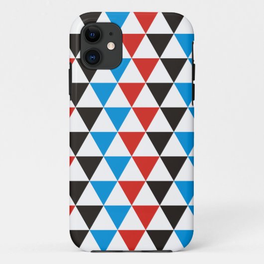 driehoekspatroon zwart rood blauw + uw idee Case-Mate iPhone case (Achterkant)
