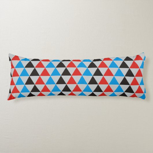  driehoekspatroon zwart rood blauw + uw idee lichaamskussen (Voorkant)