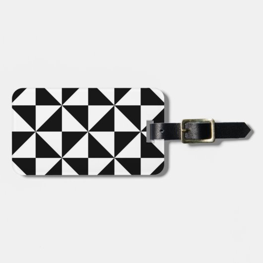 Driehoekspatroon zwart-wit bagagelabel (Voorkant horizontaal)