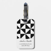 Driehoekspatroon zwart-wit bagagelabel (Achterkant verticaal)