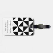 Driehoekspatroon zwart-wit bagagelabel (Achterkant horizontaal)