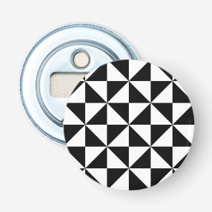 Driehoekspatroon zwart-wit button flesopener