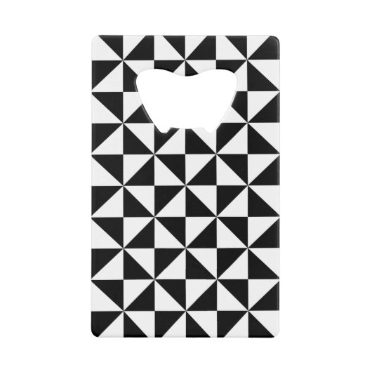 Driehoekspatroon zwart-wit creditkaart flessenopener (Voorkant)