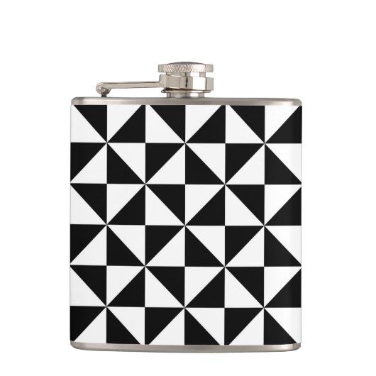 Driehoekspatroon zwart-wit heupfles (Voorkant)