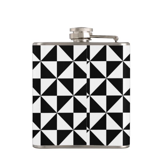 Driehoekspatroon zwart-wit heupfles (Achterkant)