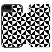 Driehoekspatroon zwart-wit incipio iPhone portemonnee hoesje (Agenda Open)