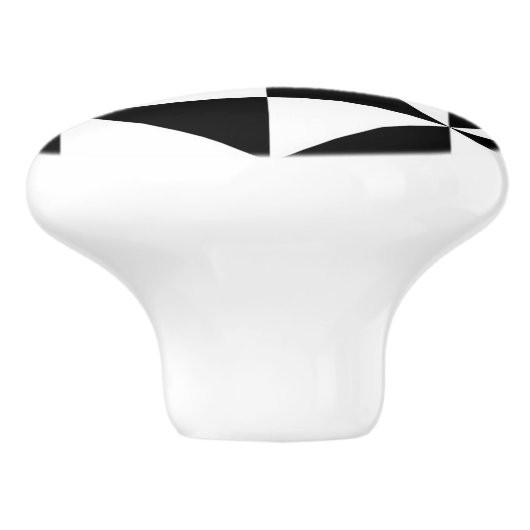 Driehoekspatroon zwart-wit keramische knop (Zijkant)